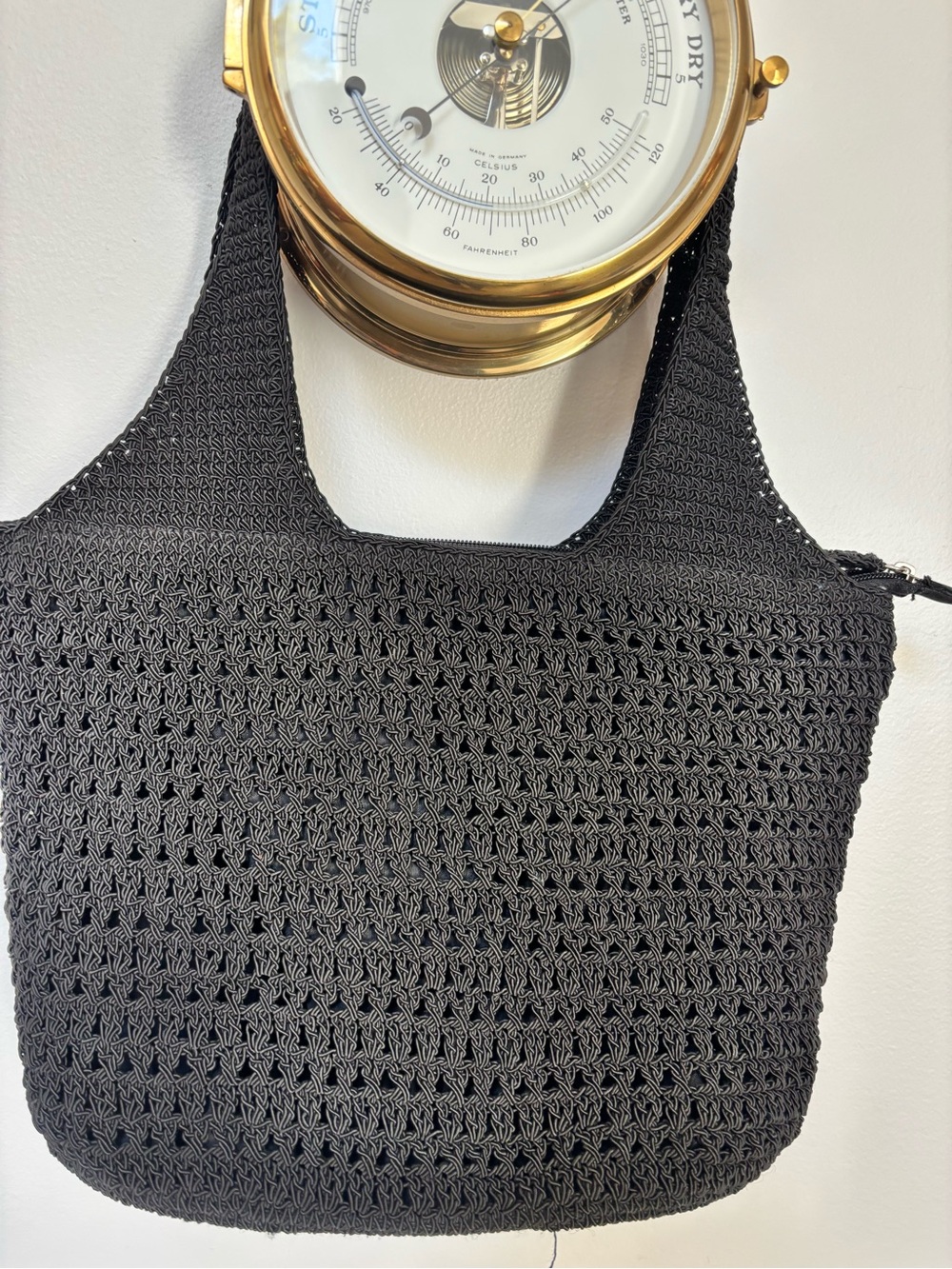 Amanda Smith Black Tote with Gold Logo Plate